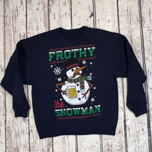Frothy the Snowman Xmas Ugly Christmas Sweatshirt Ugly Sweater Jumper - Picture 1 of 3